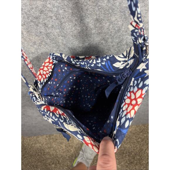 Vera Bradley Triple Zip Cross Body Bag Floral Red/White/ Blue Medium - Picture 10 of 11